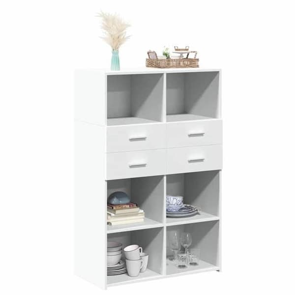 Maison Exclusive - Buffé hög vit 80x42,5x124 cm ingenjörsträ