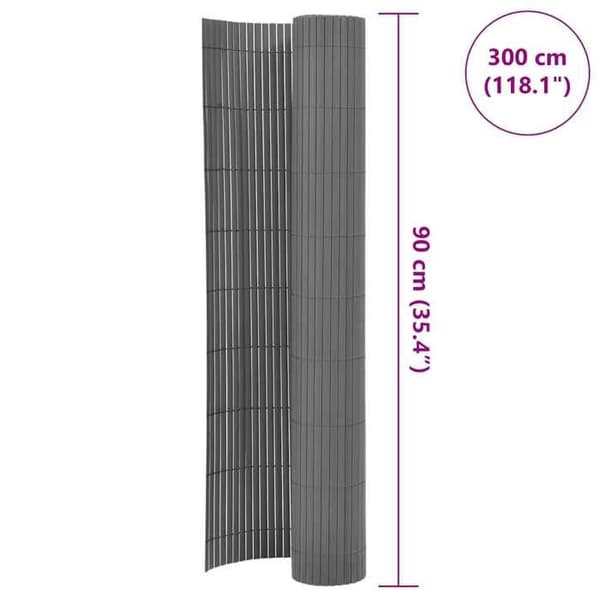Maison Exclusive - Dobbeltfaced havehegn PVC 90 x 300 cm Grå Grå