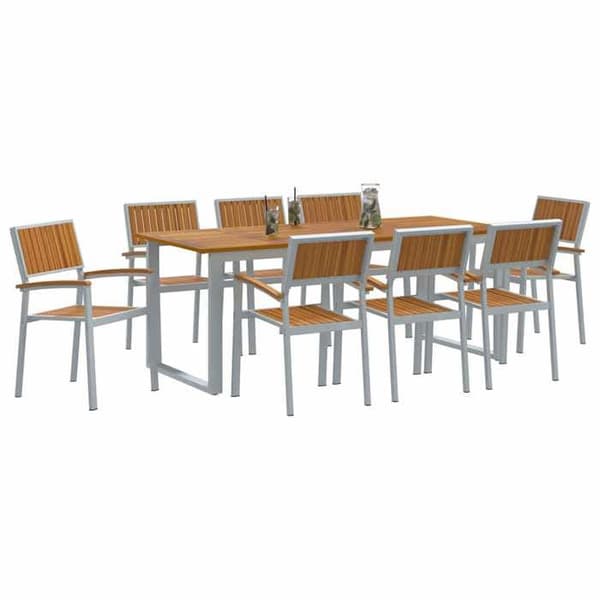 Maison Exclusive - 9 osan ruokailuryhmä puutarhaan Harmaa