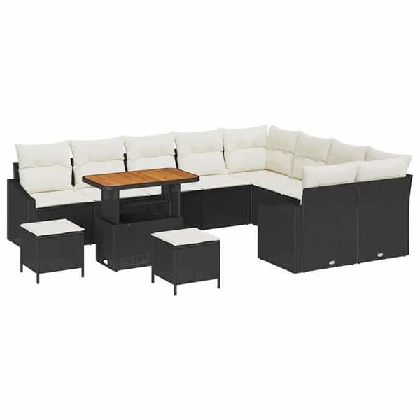 Maison Exclusive - 12-osainen puutarhakalustesarja 7-hengen musta