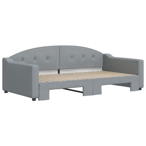 Maison Exclusive - Dagbädd med utdragbar säng gråljus 100x190 cm tyg