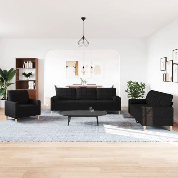 Maison Exclusive - Sæt af 3 sofaer med dekorative puder i sort stof