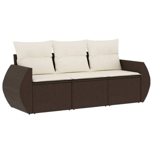 Maison Exclusive - Trädgårdsmöbler med kuddar 3 delar brun flätad resin