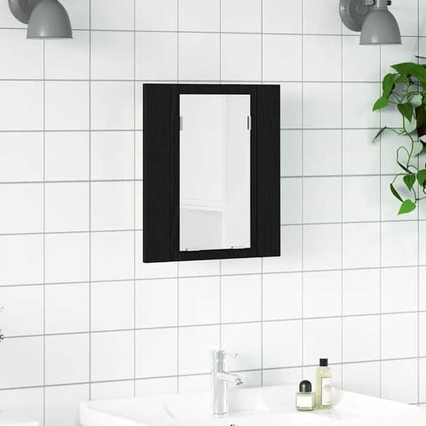 Maison Exclusive - Badeværelsesskab med LED-spejl i sort eg