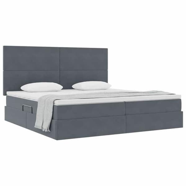Maison Exclusive - Seng med opbevaring og madras Mørkegrå 200 x 200 cm Velour Mörkgrå