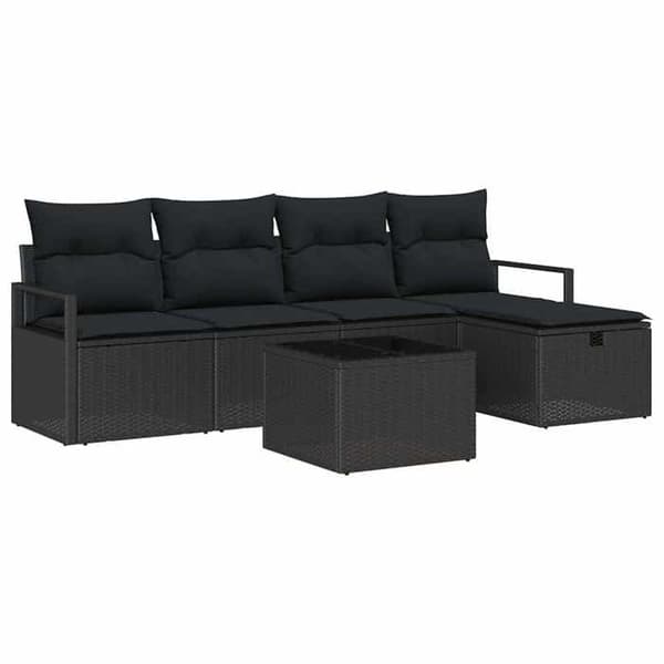 Maison Exclusive - 6-delars trädgårdsoff-set i svart polyrotting