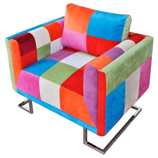 Maison Exclusive - Cube stol med patchwork design Chrome Stof Flerfärgad