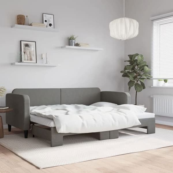 Maison Exclusive - Dagbädd med utdragssäng utan madrass grå mörk 80x200 cm Mörkgrå