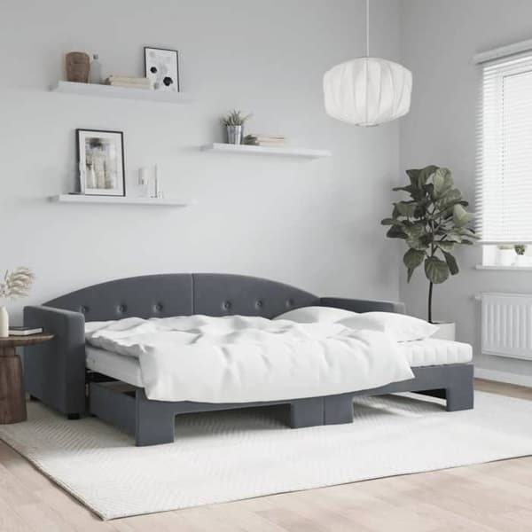 Sänkykehys patjalla - MAISON EXCLUSIVE - Maison Exclusive - Daybed - Tummanharmaa sametti - 80x200 cm Mörkgrå
