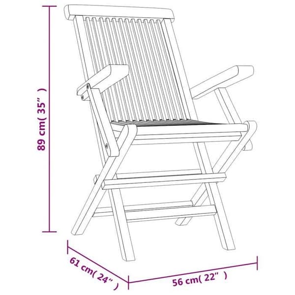 Maison Exclusive - Fällbara stolar 8 stycken grå 56x61x89 cm i massivt teakträ Grå