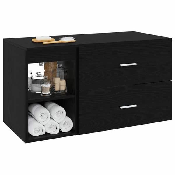 Maison Exclusive - Kylpyhuoneen kalustesarja 2 kpl Musta tammi