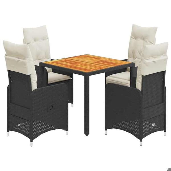 Maison Exclusive - Havebistro sæt 5 dele med sorte puder i poly rattan
