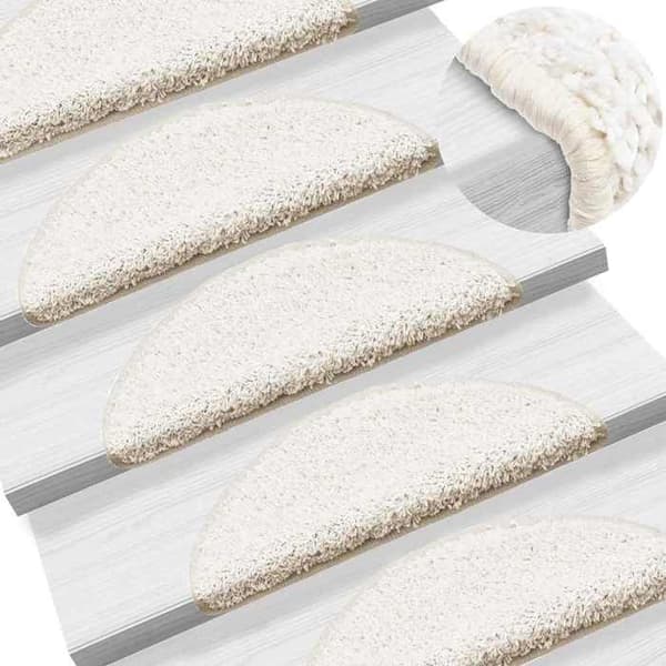 Maison Exclusive - Trappe tæppe 20 stykker 56 x 17 x 3 cm Hvid Halvcirkelformet