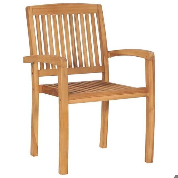Maison Exclusive - Stabelbare havestole med puder sæt af 4 Solid teak beige