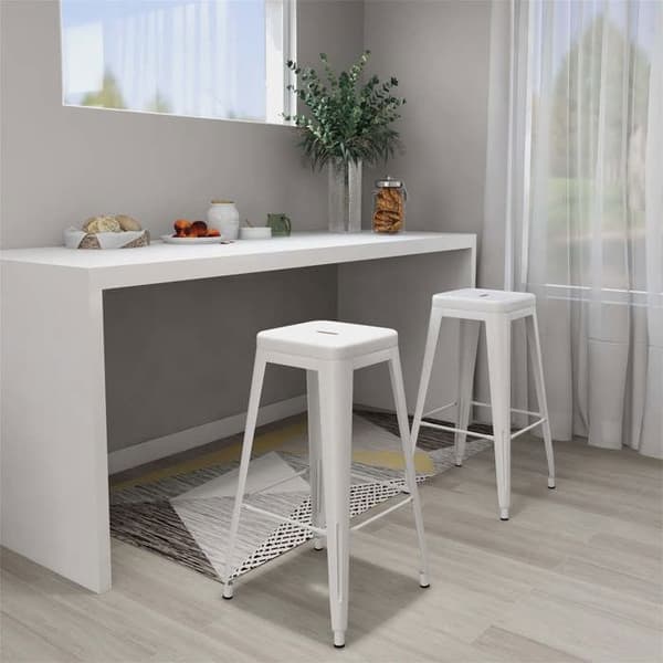 Maison Exclusive - Stapelbara barstolar set om 2 vit Metall Matt vit