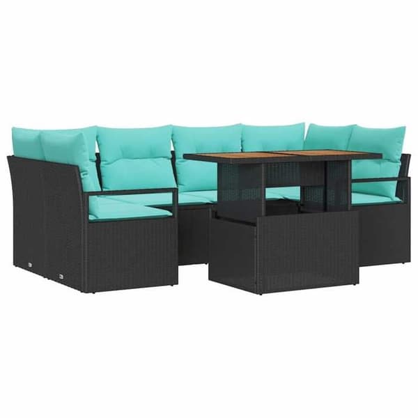 Havemøbler - EKSKLUSIVT HUS - Sæt med 7 dele - 6 pladser - Poly rattan & akacietræ - Modulært design