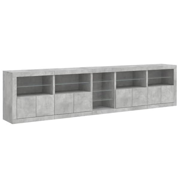 Maison Exclusive - Buffet med LED-lys grå beton 283x37x67 cm