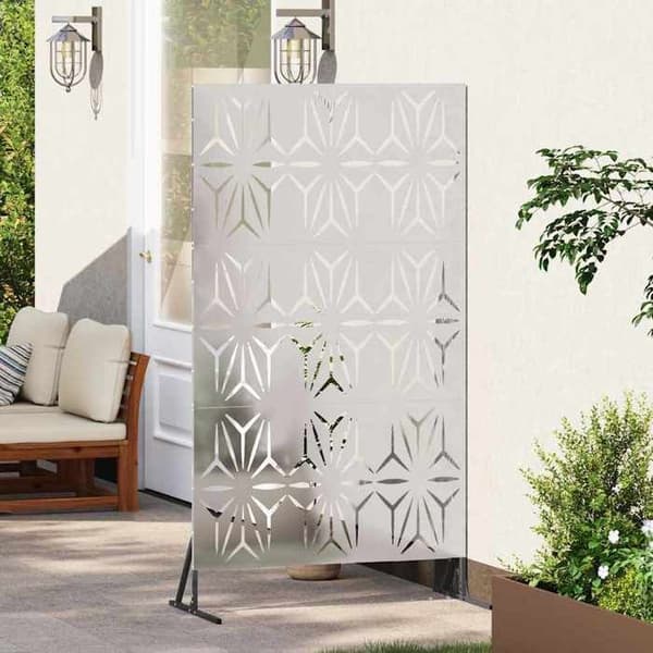 Privatlivsskærm udendørs - EKSKLUSIV HUS - 100 x 50 x 180 cm - Rustfrit stål - Grå - Udsnit design