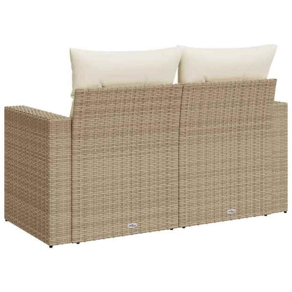 Maison Exclusive - Trädgårdsoffa med kuddar 2 platser beige flätad resin