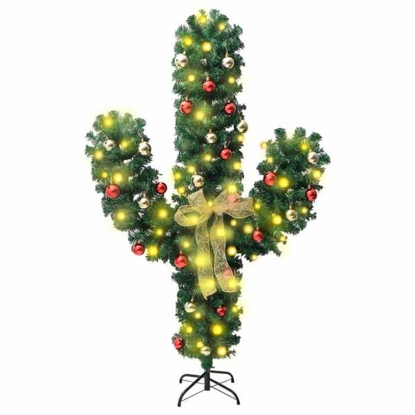 Julekaktus - EKSKLUSIV HUS - Kaktus 180 cm - LED 8 effekter - USB 5V - Stålstøtte Grön