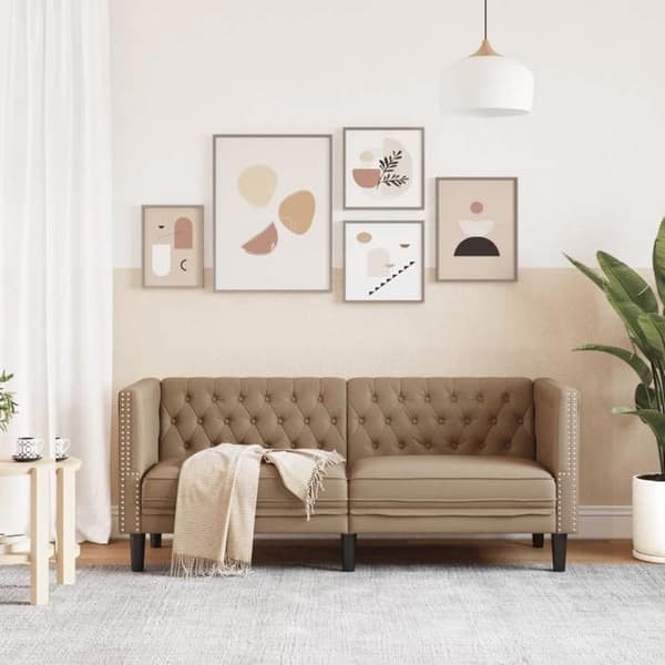 Maison Exclusive - Chesterfield 2-personers sofa cappuccino i kunstlæder