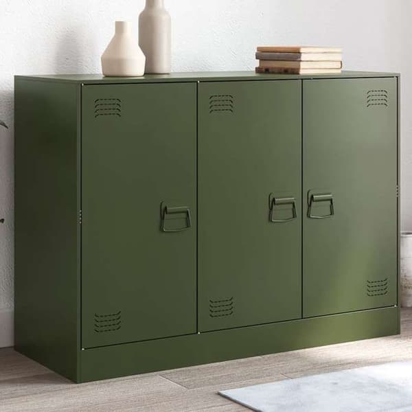 Maison Exclusive - Oliivinvihreä buffet 99x39x73 cm terästä