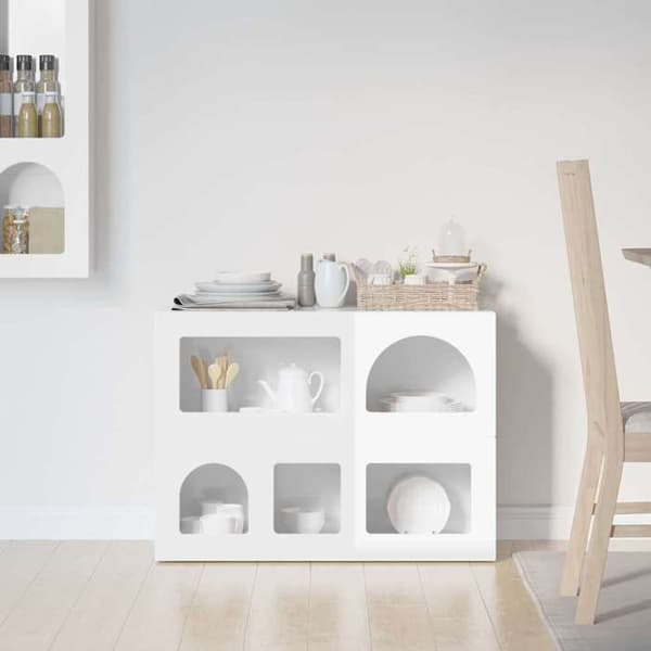 Buffet - EKSKLUSIVT HUS - ELST - Hvid glans - 80,5x35x59 cm - Ingeniørtræ Vit