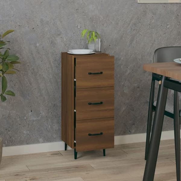 Maison Exclusive - Buffé Ek brun 34,5x34x90 cm Ingenjörsträ