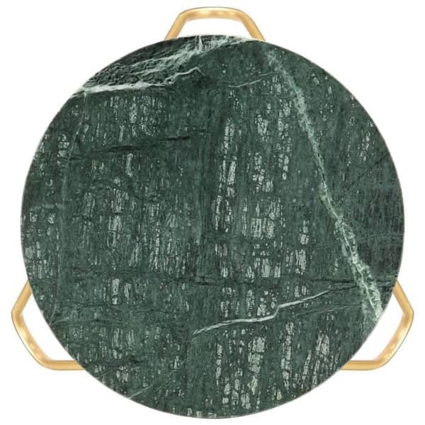 Bord - EKSKLUSIV HUS - Ægte sten - Grøn - 40x40x40 cm - Mat jernramme Grön
