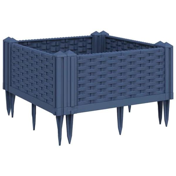 Jardinière - EKSKLUSIV HUS - 42,5x42,5x28,5 cm - blå grå - stødresistent polypropylen - modulær 4 paneler blågrå