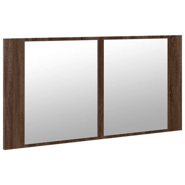 Maison Exclusive - LED-spejlskab til badeværelse i brunt egetræ 90x12x45 cm