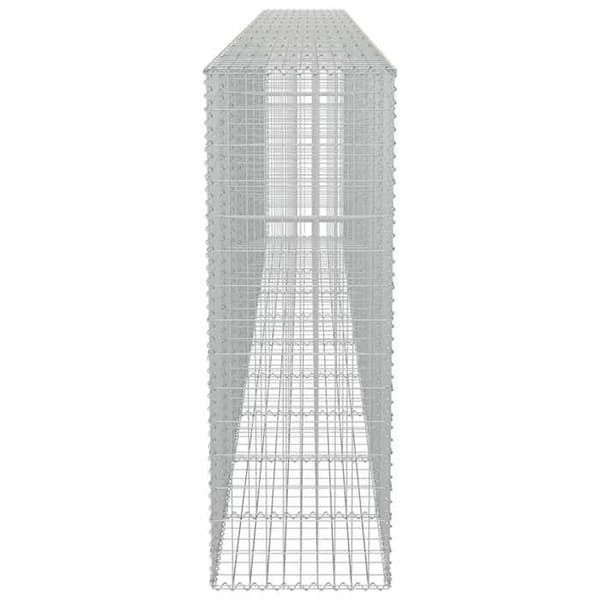 Maison Exclusive - Gabionvägg med galvaniserade lock 600 x 50 x 150 cm silver-