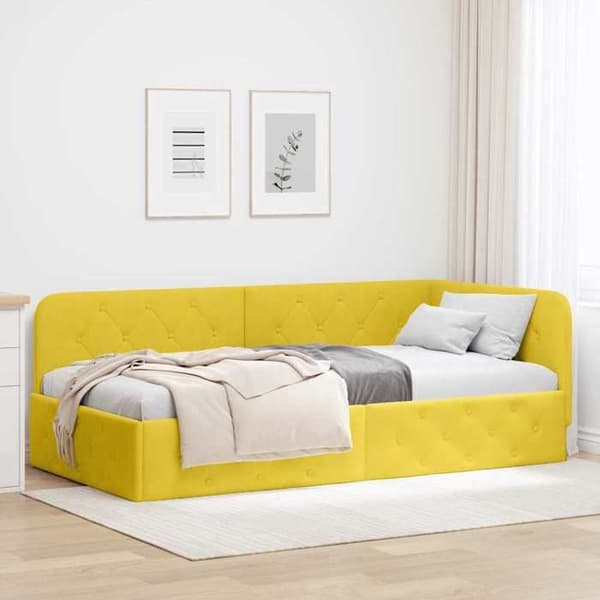 Maison Exclusive - Keltainen kulmasänky 90 x 190 cm Sametti