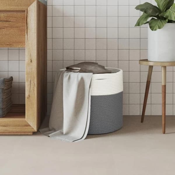 Maison Exclusive - Grå och vit förvaringskorg Ø40x35 cm i bomull Grå och vit