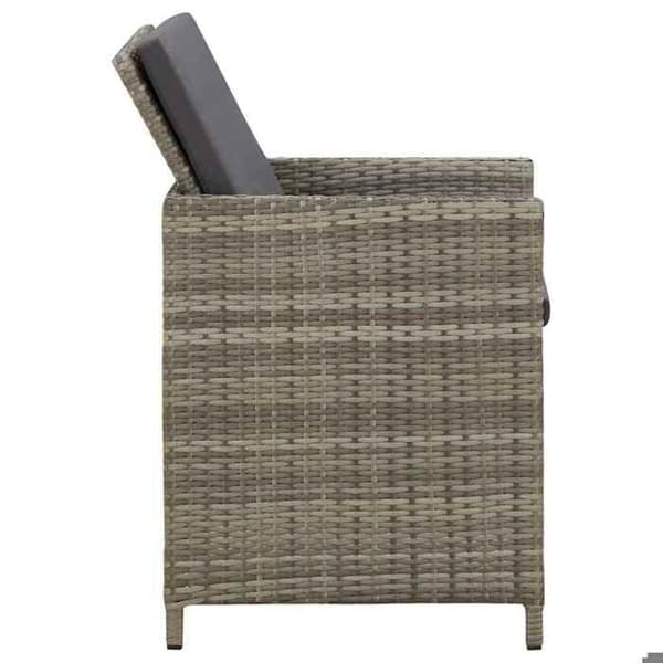Maison Exclusive - Trädgårdsstolar med kuddar, set om 4, flätad resin, grå Grå