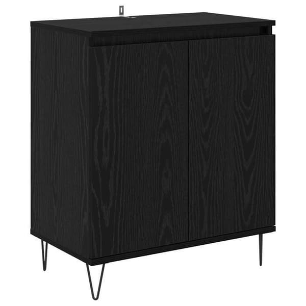 Buffet - EKSKLUSIVT HUS - Sort eg 60 x 35 x 70 cm - Ingeniørtræ - Jernben - Moderne stil svart ek