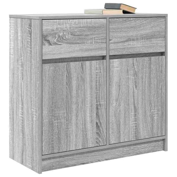 Maison Exclusive - Buffet med skuffe sonoma grå 80x34x76 cm ingeniørtræ