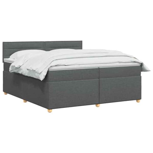 Maison Exclusive - Boxspring seng med madras Mørkegrå 200 x 200 cm Stof Mörkgrå