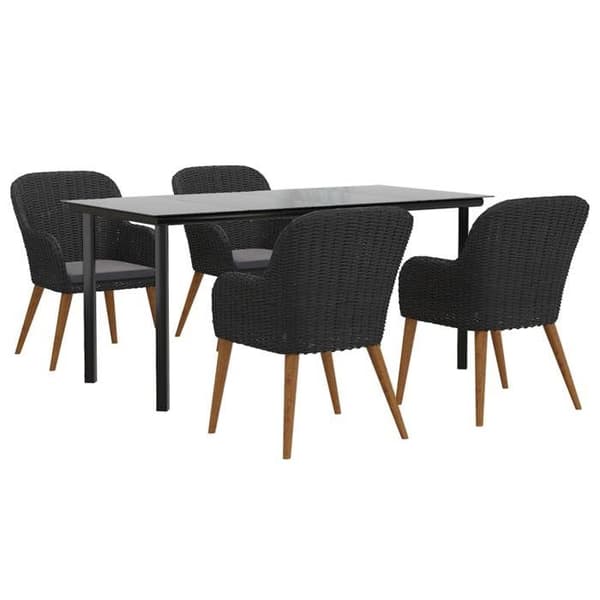 Maison Exclusive - Trädgårdsset med kuddar 5 delar Svart