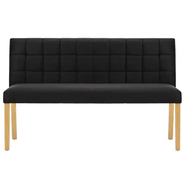 Bænk - EKSKLUSIV HUS - 140 cm - Sort velour - Lineær ryg - Gummitræ ben Svart