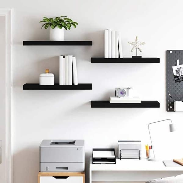 Maison Exclusive - Flydende væghylder 4 stk sort 60x23,5x3,8 cm MDF