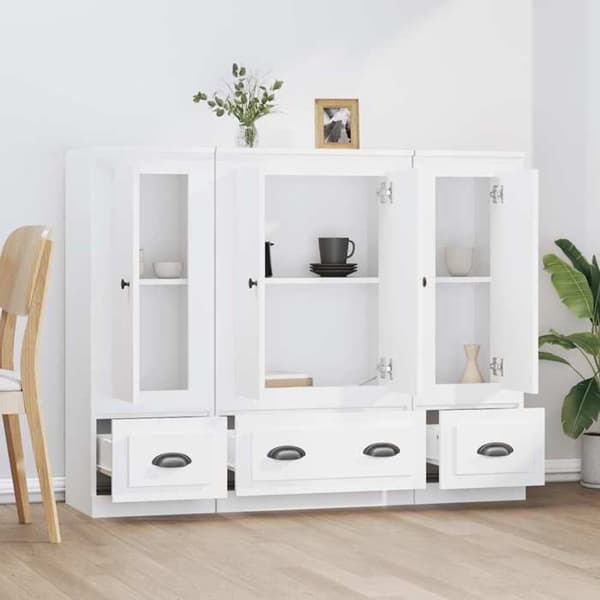 Maison Exclusive - 3 stk. buffet i hvidt ingeniørtræ