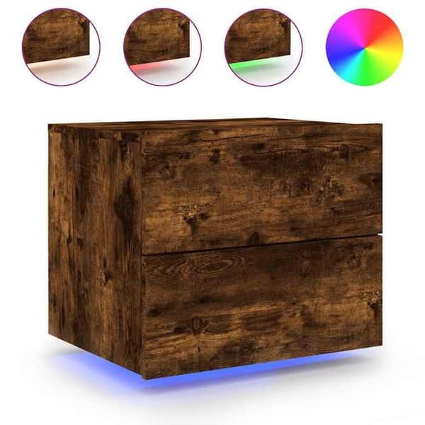 Maison Exclusive - Väggmonterad sängbord med LED-lampor rökt ek Rökt ek