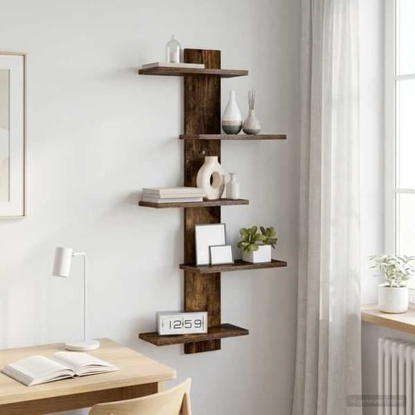 Maison Exclusive - Flydende Væghylde Røget Eg 48,5 x 15 x 101 cm