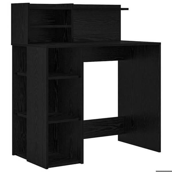 Maison Exclusive - Kontor Sort egetræ Ingeniørtræ 90 x 48 x 101,5 cm