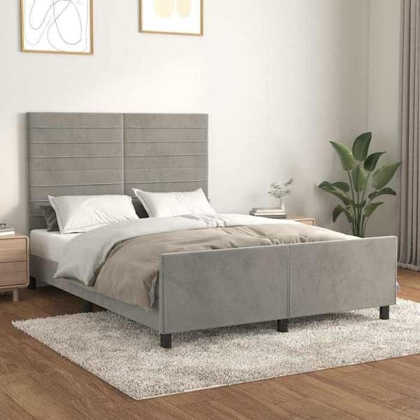 Maison Exclusive - Sängram utan madrass ljusgrå 140x190 cm sammet