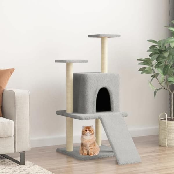 Maison Exclusive - Kattträd med sisal klöstrumpor i ljusgrå 110 cm ljusgrått