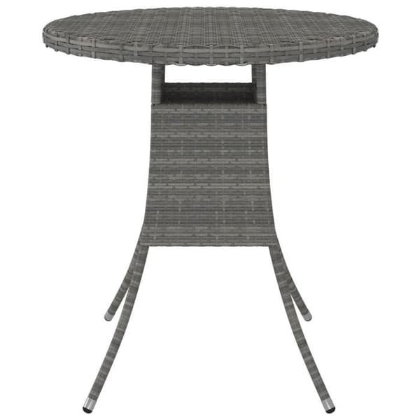 Trädgårdsbord - Exklusivt Hem - Rund 70 cm - Grå flätad resin - Pulverlackerad stålram grå