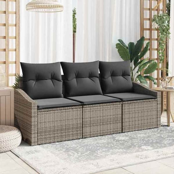 Havemøbler - MAISON EXCLUSIVE - Modulær sofa - Grå - Resin/poly rattan - Justerbart bord, opbevaring