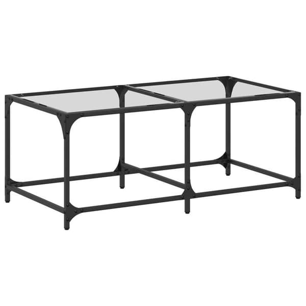 Bord - EKSKLUSIV HUS - 98,5 x 50 x 40 cm - Transparent glasplade - Struktur i rustfrit stål - Hvid